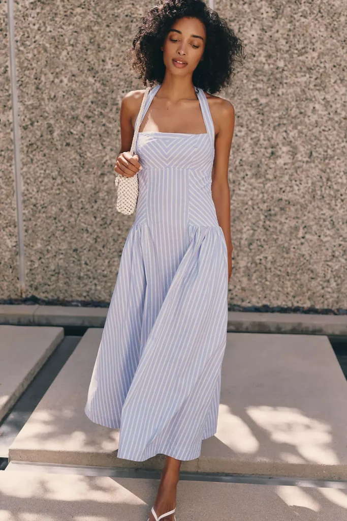 Poplin Halter Midi Dress Full Size Image 1