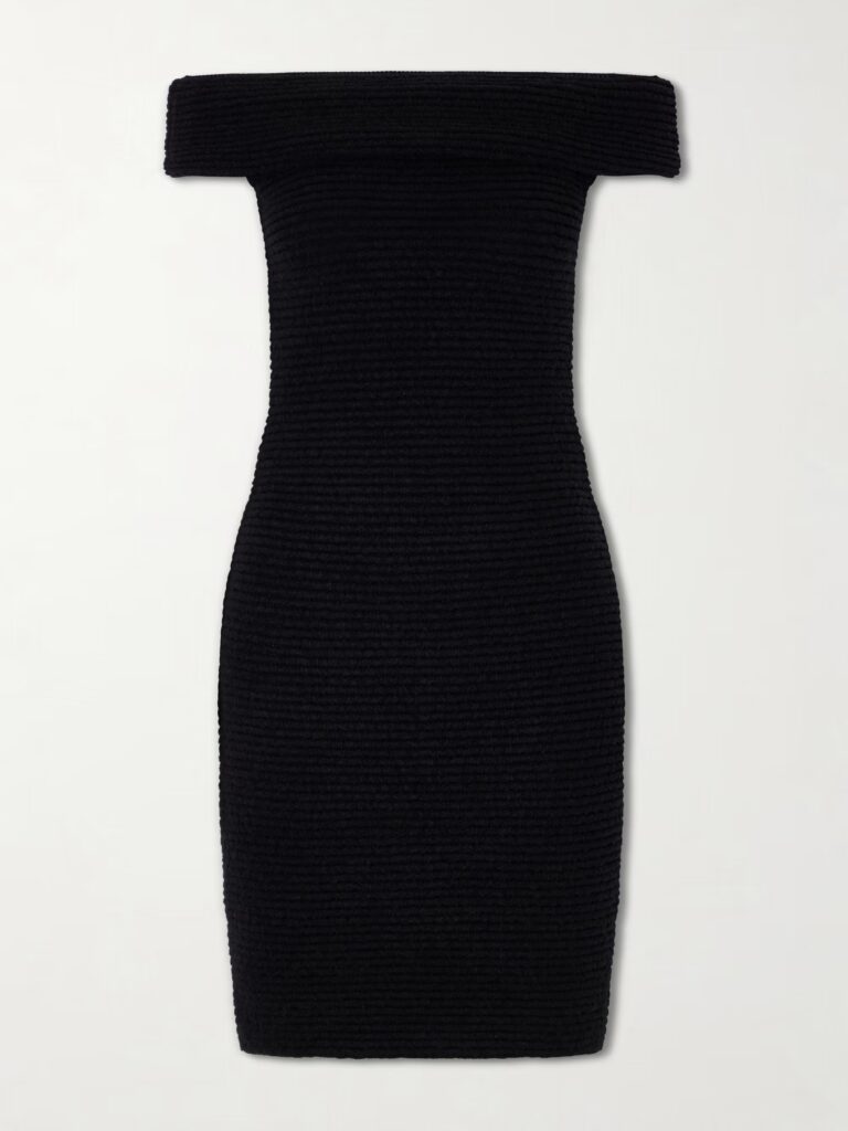 Off-the-shoulder Knitted Midi Dress Full Size Image 4