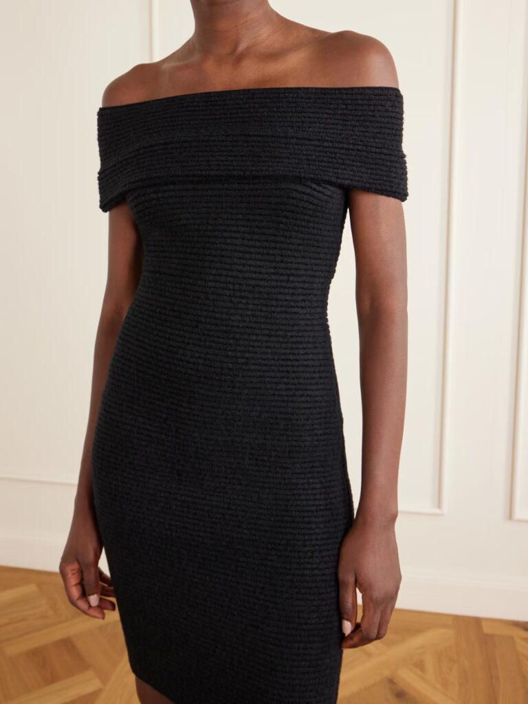 Off-the-shoulder Knitted Midi Dress Full Size Image 2
