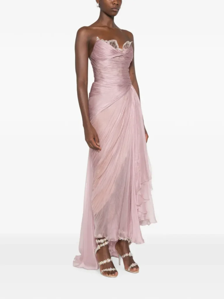 Jolie X Lace-trimmed Draped Maxi Dress Full Size Image 4