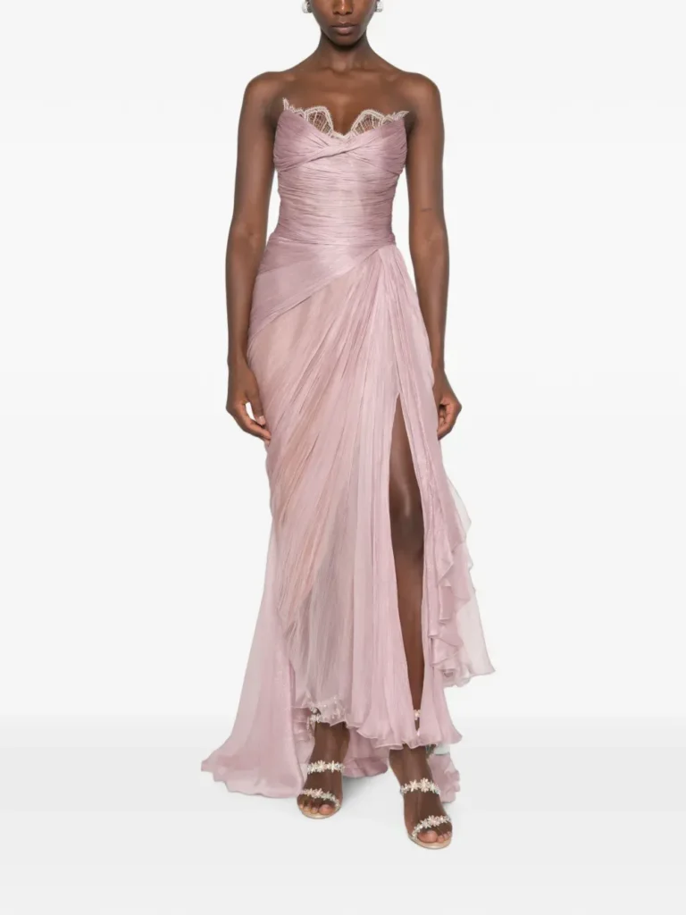 Jolie X Lace-trimmed Draped Maxi Dress Full Size Image 1