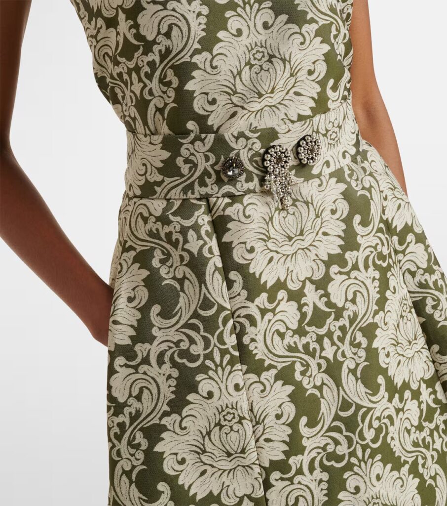 Embellished Cotton-blend Jacquard Midi Dress Full Size Image 3