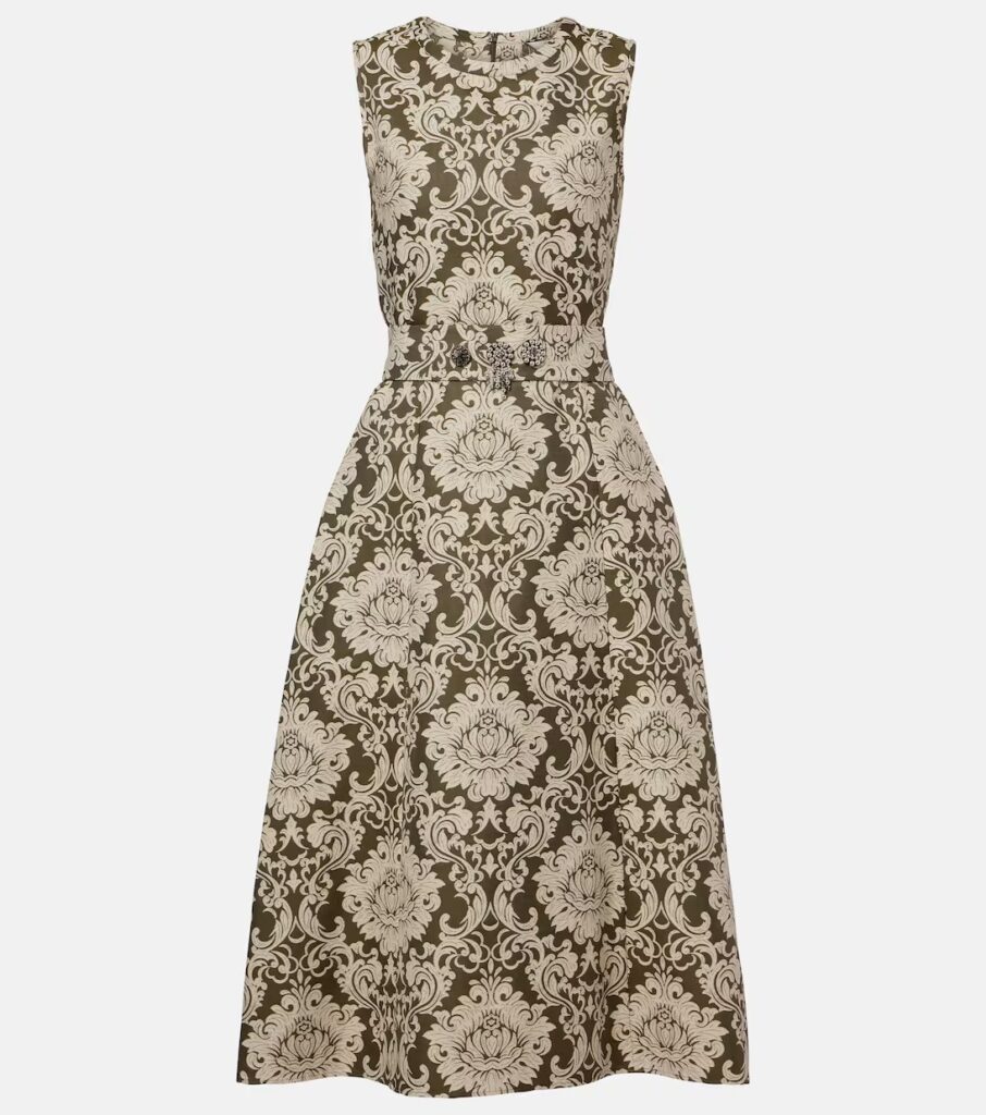 Embellished Cotton-blend Jacquard Midi Dress Full Size Image 4