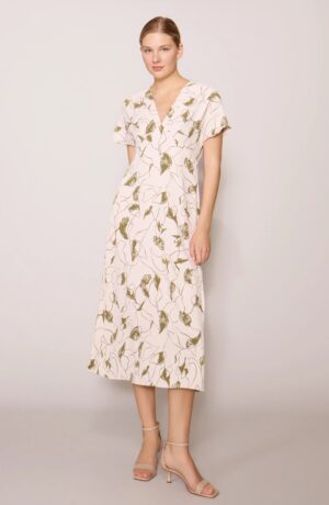 MELLODAY Floral V-neck Midi Dress