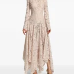 Capri Lace Flared-sleeve Asymmetric Dress Thumbnail 1