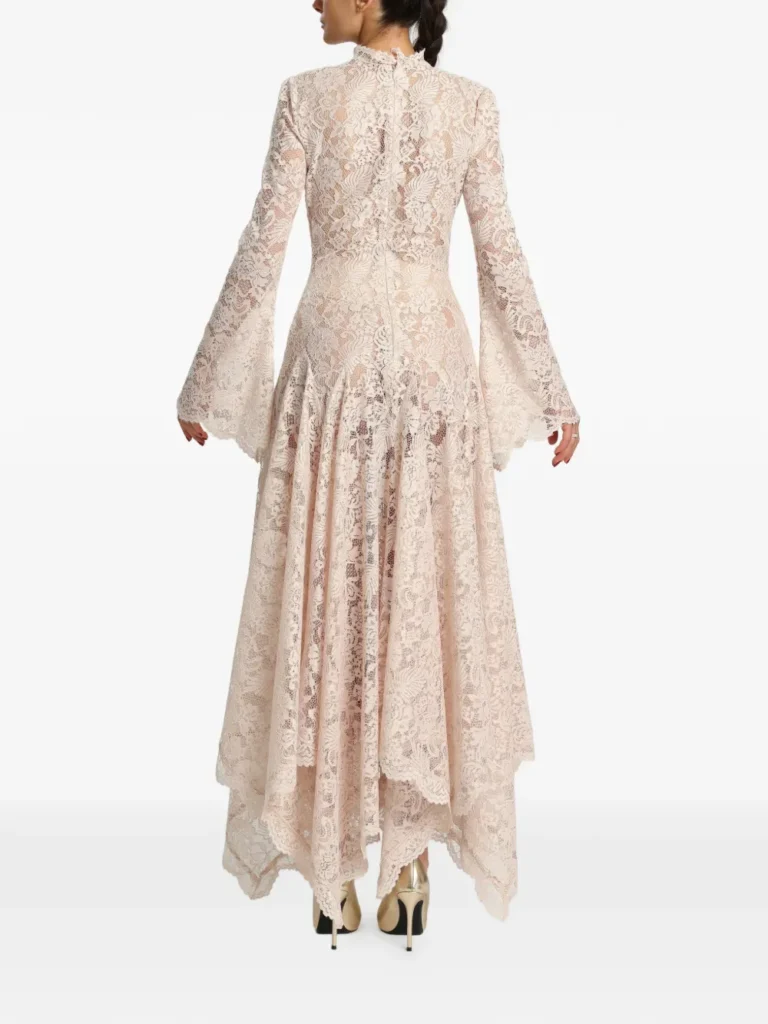 Capri Lace Flared-sleeve Asymmetric Dress Full Size Image 3
