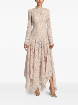 MIAU BY CLARA ROTESCU Capri Lace Flared-sleeve Asymmetric Dress