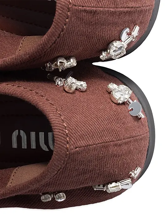 Embroidered Drill Ballerinas Full Size Image 3