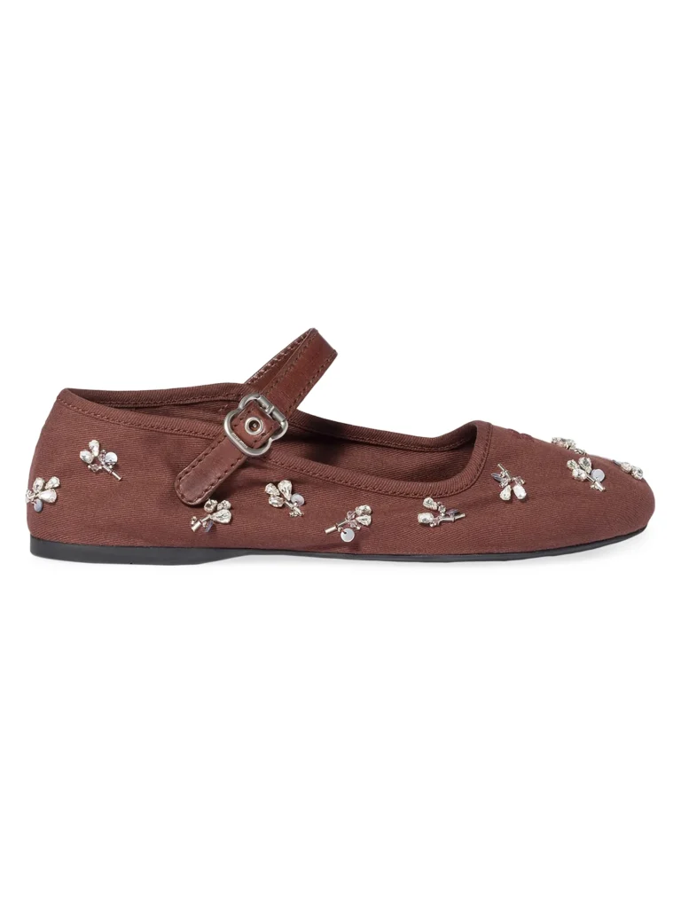 Embroidered Drill Ballerinas Full Size Image 1