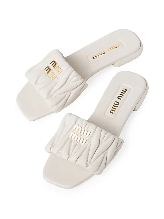 Matelasse Nappa Leather Slides Full Size Image 3
