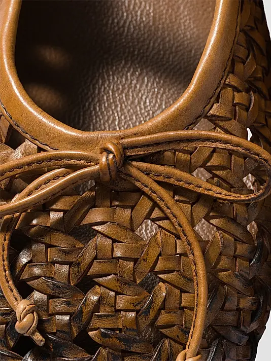 Woven Leather Ballerinas with Strap and Buckle Full Size Image 2