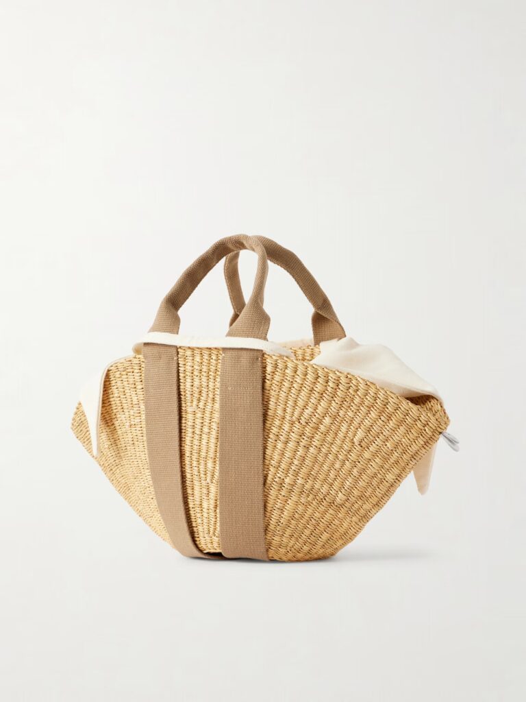 Sophie Mini Webbing-trimmed Woven Straw Tote Full Size Image 2