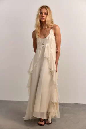NIGEL PRESTON Floating Angel Chiffon Maxi Dress