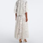 Caped Floral Guipure Lace Gown Thumbnail 5