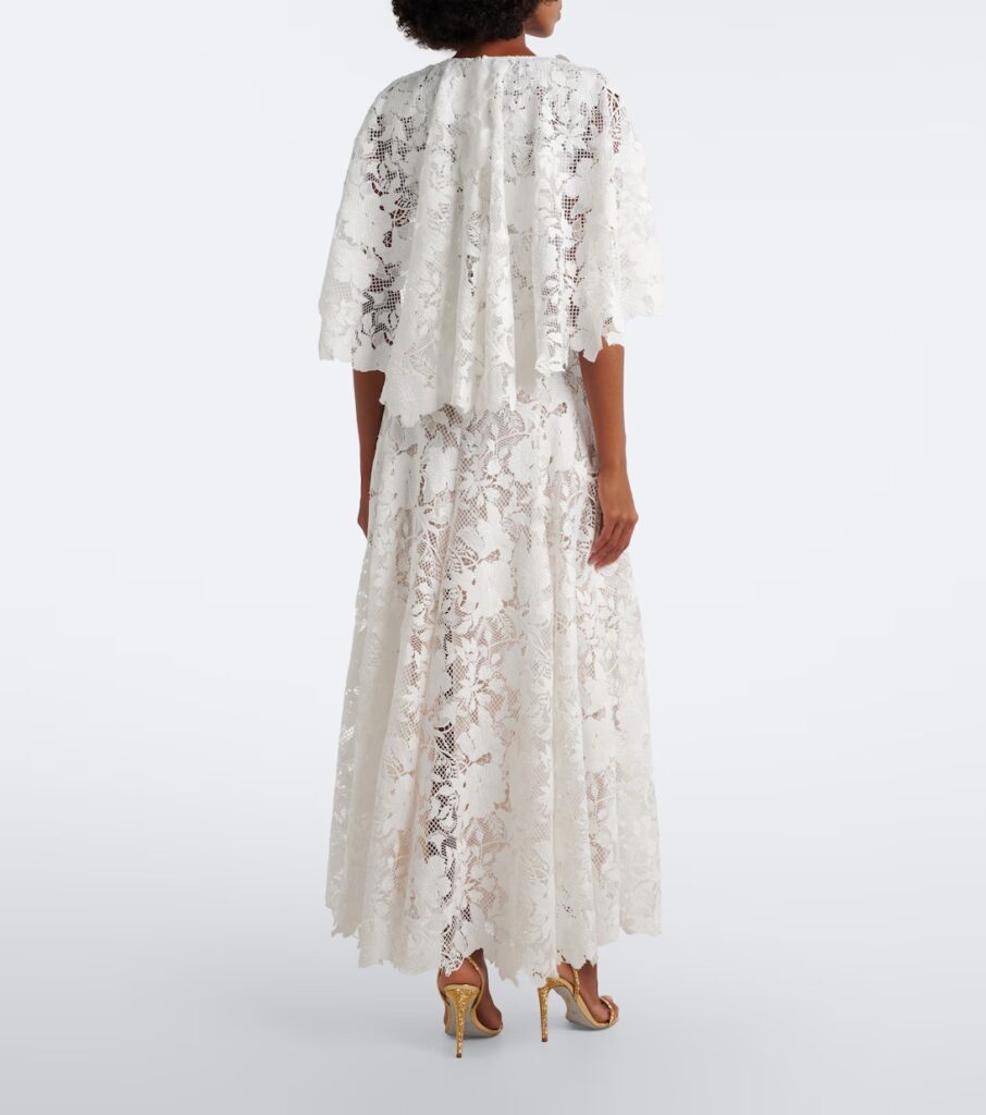 Caped Floral Guipure Lace Gown Full Size Image 5