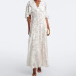 Caped Floral Guipure Lace Gown Thumbnail 1