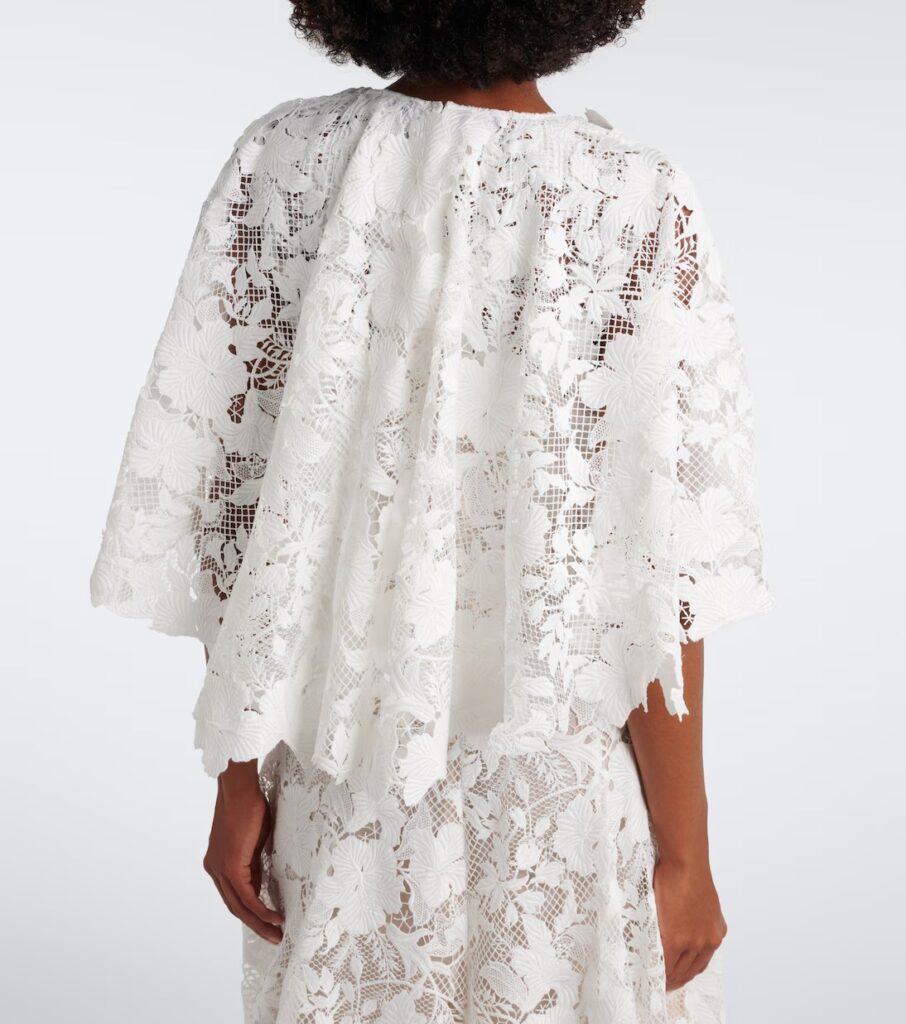 Caped Floral Guipure Lace Gown Full Size Image 6