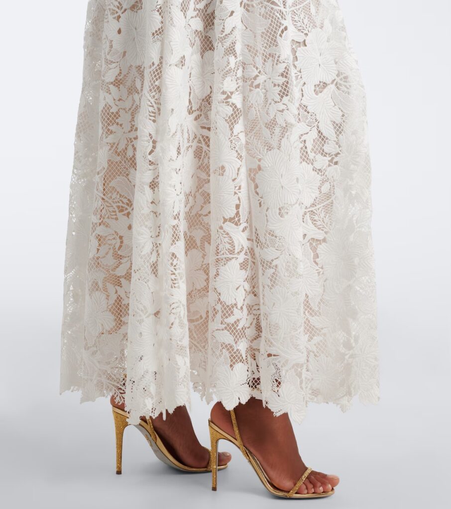 Caped Floral Guipure Lace Gown Full Size Image 2