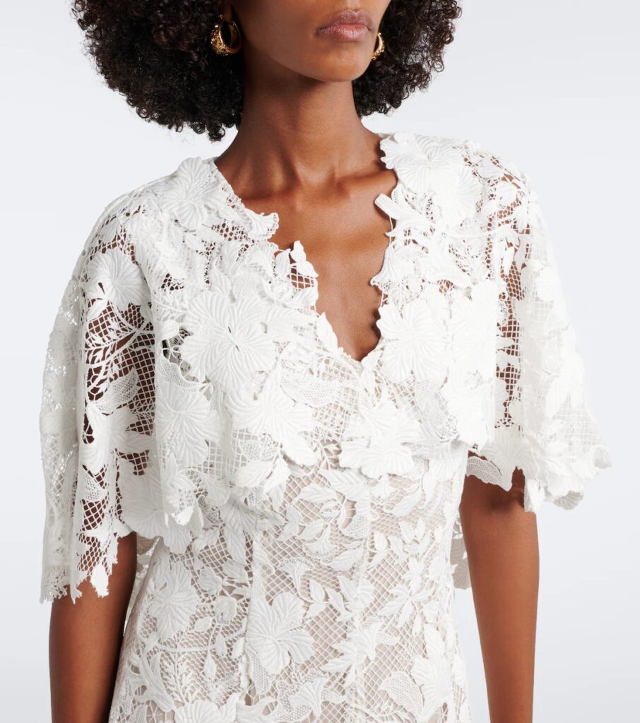 Caped Floral Guipure Lace Gown Full Size Image 4