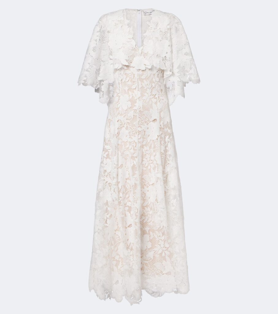 Caped Floral Guipure Lace Gown Full Size Image 3