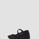 Kalista Embellished Suede Peep-toe Ballet Flats Thumbnail 3