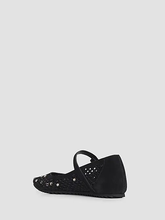 Kalista Embellished Suede Peep-toe Ballet Flats Full Size Image 3
