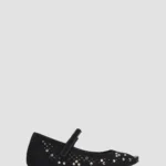 Kalista Embellished Suede Peep-toe Ballet Flats Thumbnail 1