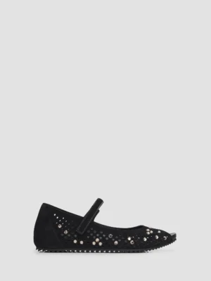  Kalista Embellished Suede Peep-toe Ballet Flats