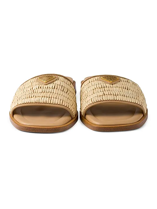 Leather Slides with Crochet Details Full Size Image 4