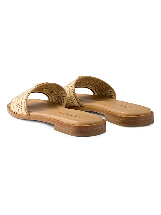 Leather Slides with Crochet Details Full Size Image 5