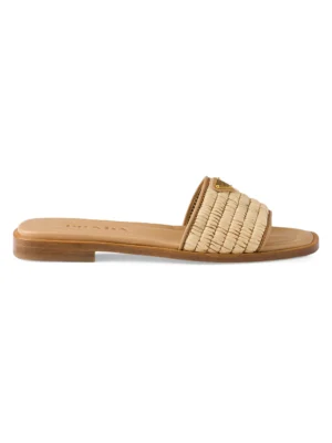 PRADA Leather Slides with Crochet Details