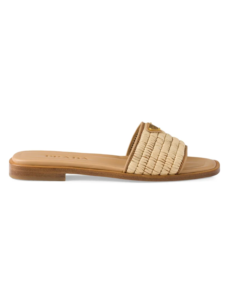 Leather Slides with Crochet Details Full Size Image 1