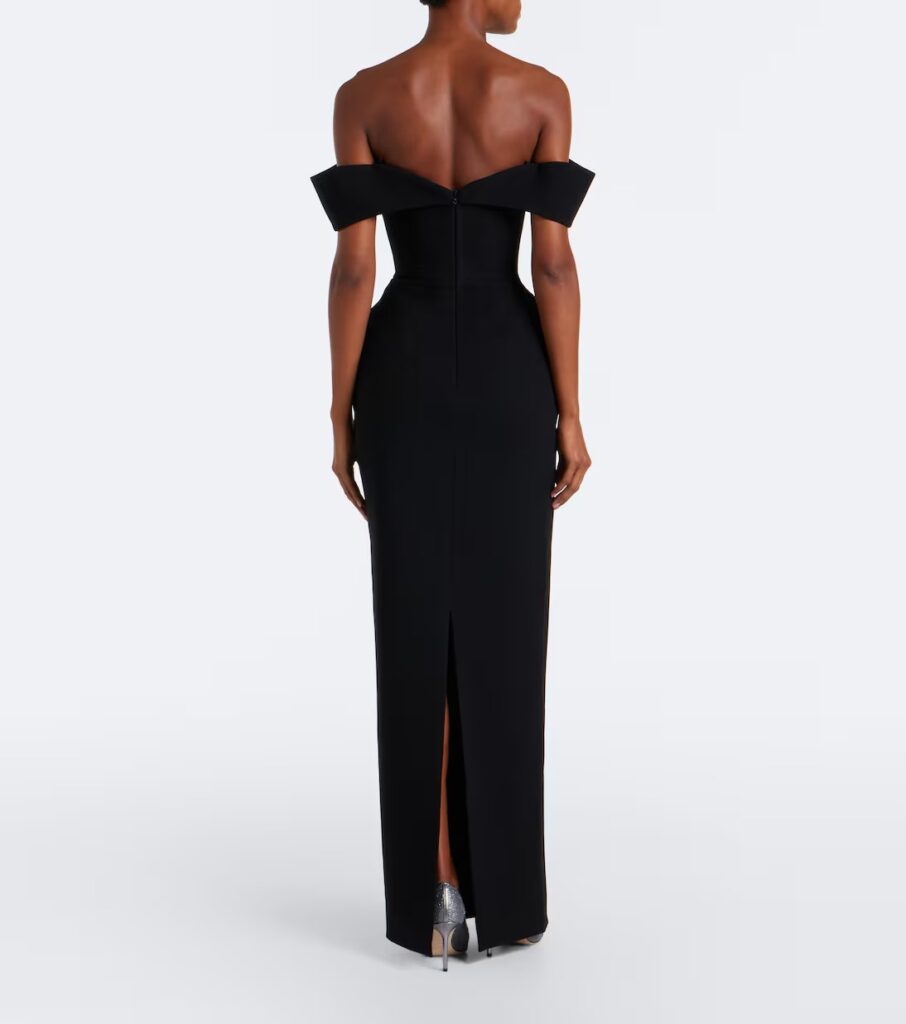 Oscar Off-shoulder Crepe Corset Gown Full Size Image 3