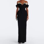 Oscar Off-shoulder Crepe Corset Gown Thumbnail 1
