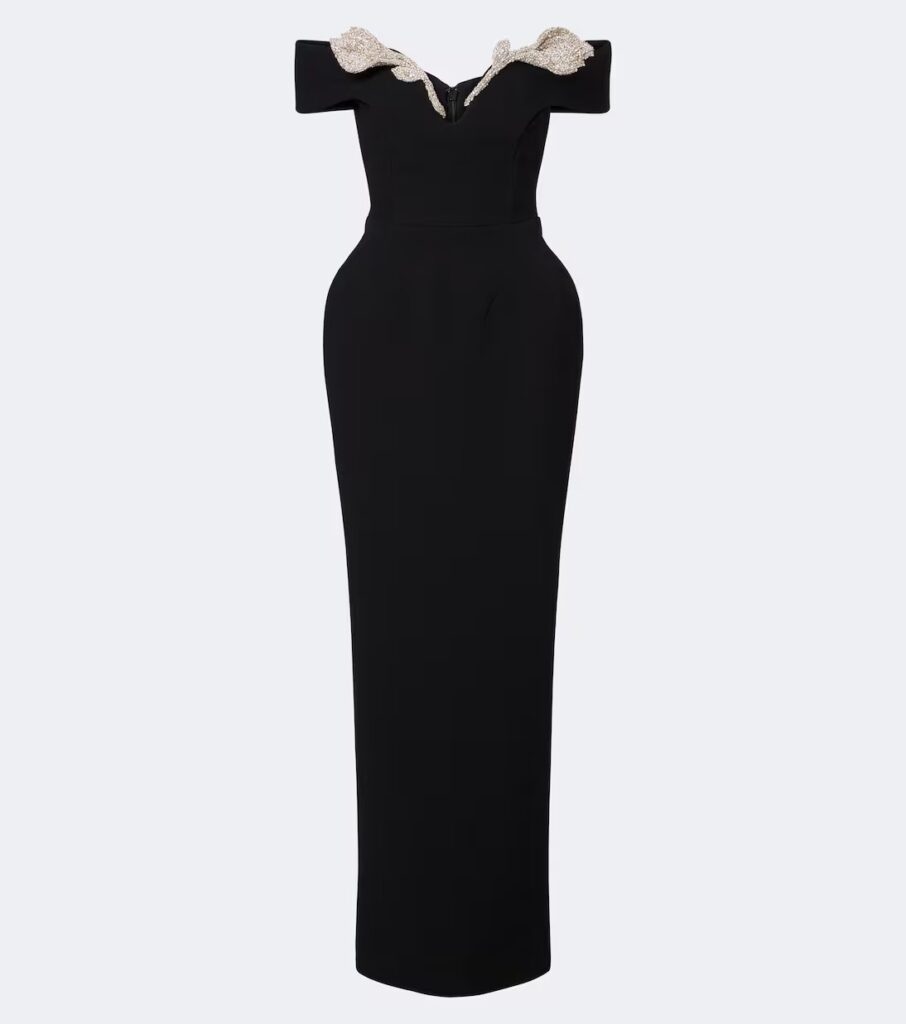 Oscar Off-shoulder Crepe Corset Gown Full Size Image 5