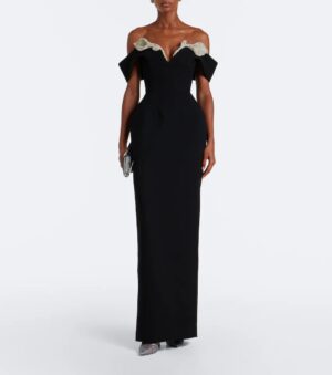 RACHEL GILBERT Oscar Off-shoulder Crepe Corset Gown
