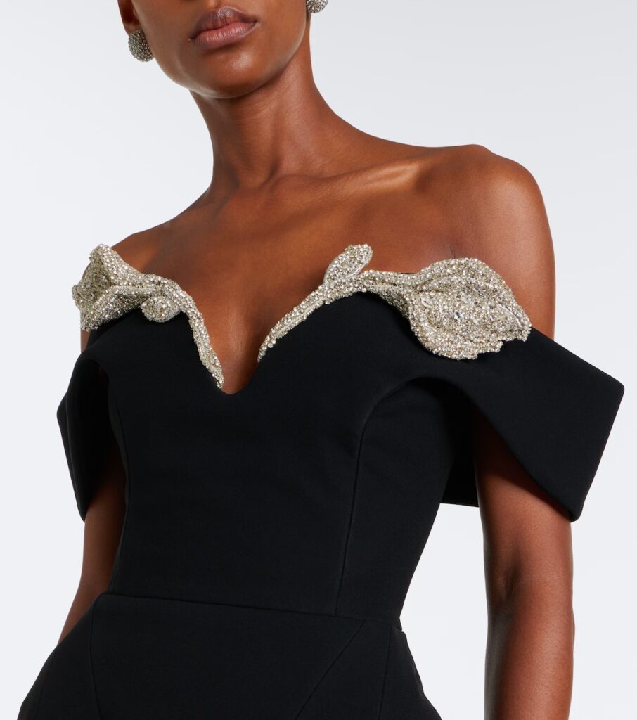 Oscar Off-shoulder Crepe Corset Gown Full Size Image 2