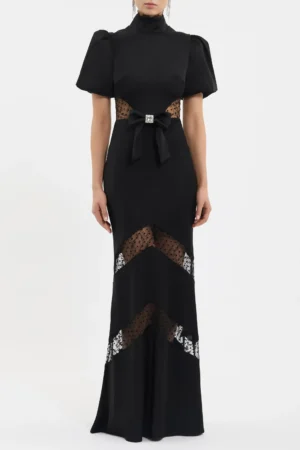 REBECCA VALLANCE Noire Short Sleeve Gown