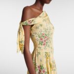 Asymmetric Floral Silk Midi Dress Thumbnail 3