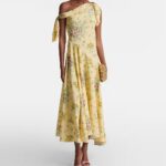 Asymmetric Floral Silk Midi Dress Thumbnail 1