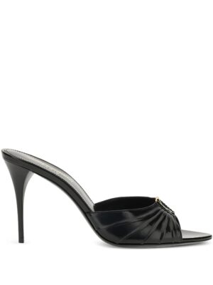 SAINT LAURENT Babylone Ruched Leather Sandals