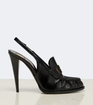 SAINT LAURENT Le Loafer Leather Slingback Pumps