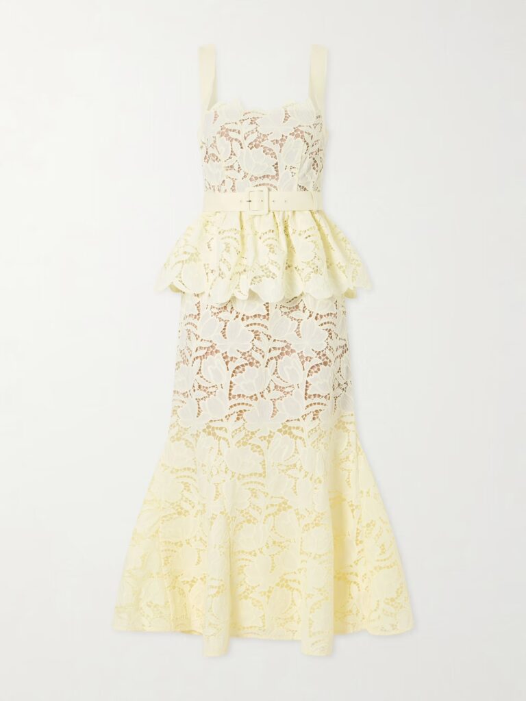 Belted Lace Peplum Midi Dress Full Size Image 4