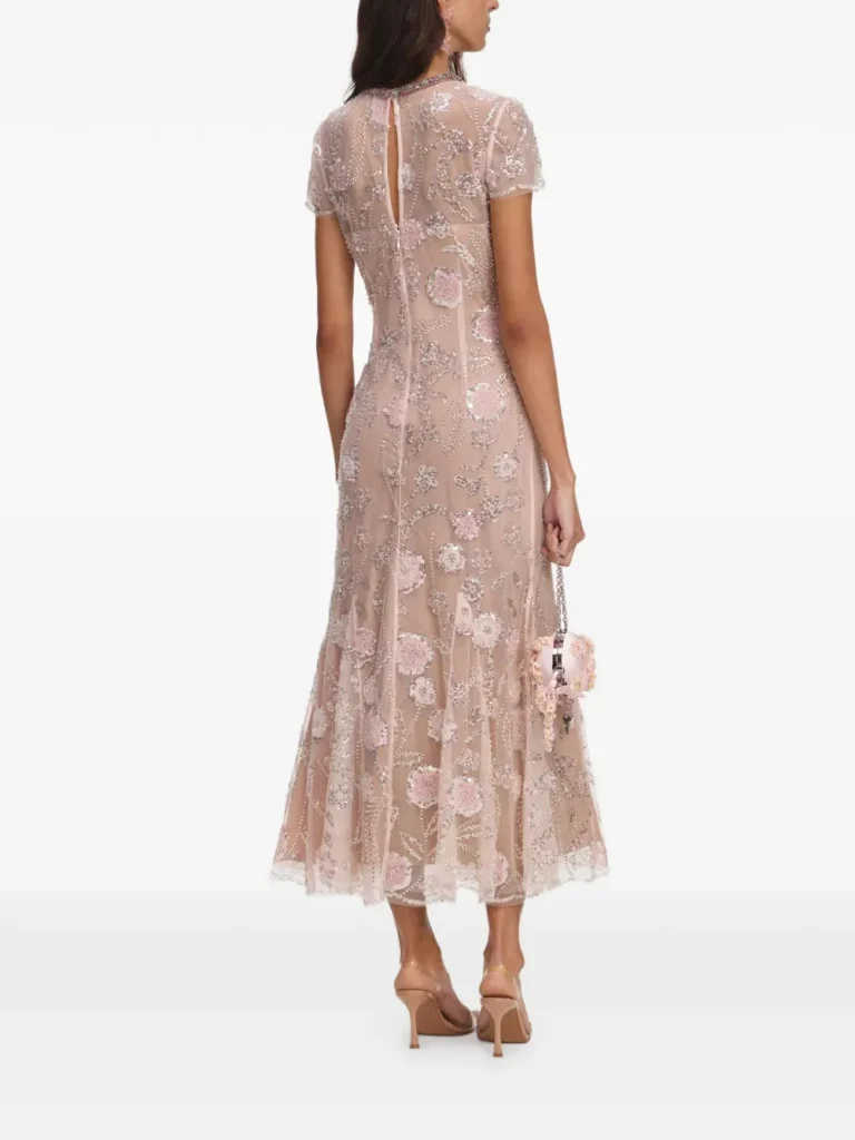 Sequin-embellished Floral-print Midi Dress Full Size Image 2