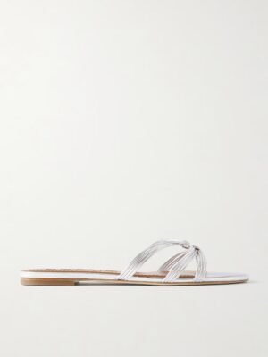  Carrie 5 Knotted Metallic-leather Sandals