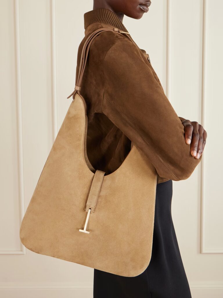 T-embellished Medium Suede Shoulder Bag Full Size Image 4