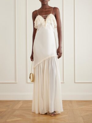 ULLA JOHNSON Elaria Ruched Silk Maxi Dress