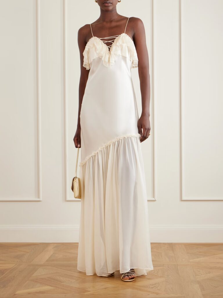 Elaria Ruched Silk Maxi Dress Full Size Image 1