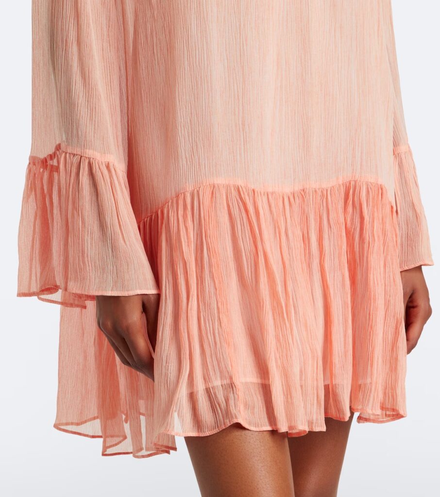 Emmeline Ruffled Silk Chiffon Minidress Full Size Image 5