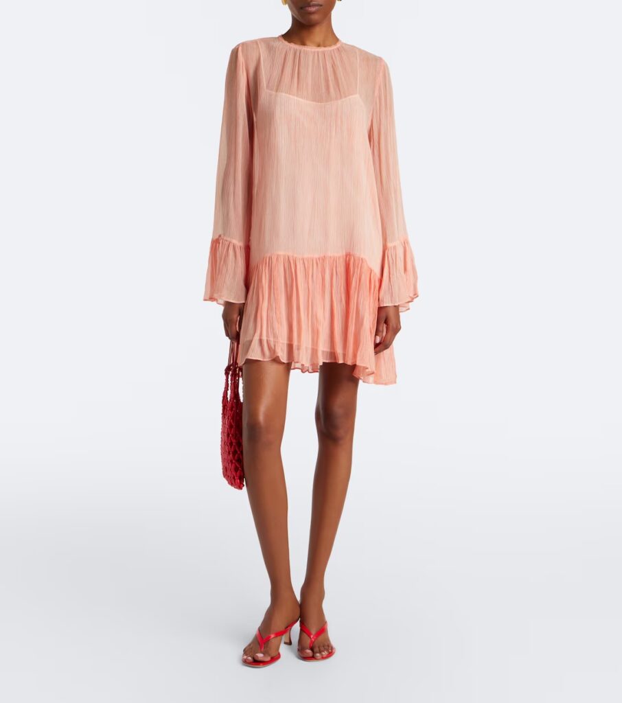 Emmeline Ruffled Silk Chiffon Minidress Full Size Image 1